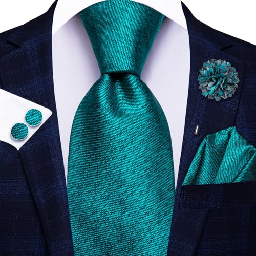 Image of Hi-Tie 5Pcs Mens Solid Color Silk Tie Satin Pretied Bowtie Lapel Pin for Men Handkerchief Cufflink Wedding Gift Box