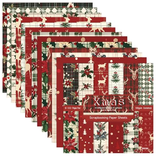 Papier de scrapbooking de Noël vintage : lot de 24 feuilles pour réussir vos loisirs créatifs DIY