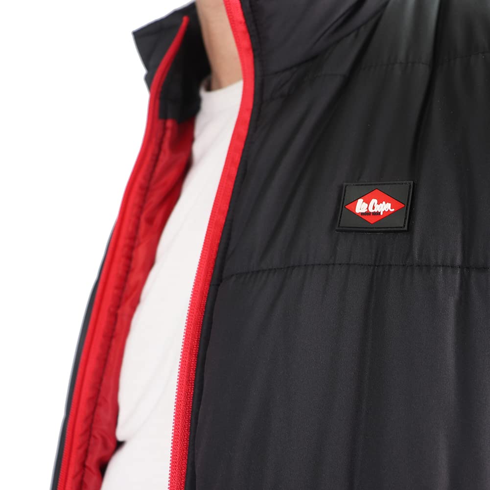 Lee Cooper Arbeitskleidung Herren Arbeitssicherheit Leichte Padded Vest Gilet Warmer mit Kontrastnähten, Schwarz, M