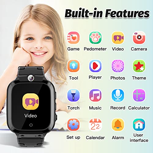 Kids Smart Watch for Girls Boys Ages 3-12 Years,Toddler Wrist Watch mp3 music player 14 Puzzle Games with Dual Cameras Video Player/Recorder Pedometer Torch Children Birthday Festival Gifts Toys - Thumbnail 2