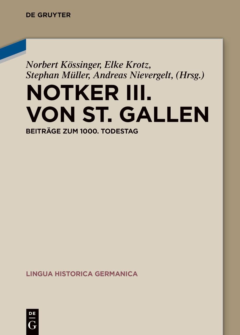 Notker III. Von St. Gallen: Beiträge Zum 1000. Todestag