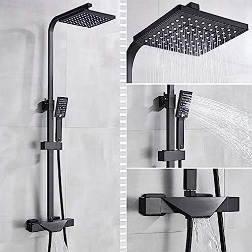 Robinet de douche thermostatique mural avec mitigeur de baignoire chrome et noir