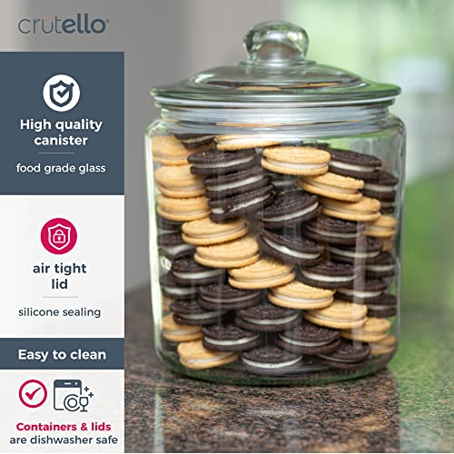 Crutello 2Pc 68 Oz Apothecary Jars For Kitchen Storage - Glass Food Storage Jars With Airtight Lids - Perfect For Flour, Sugar, Coffee, Cookies | A Family-Owned American Brand #TOP2