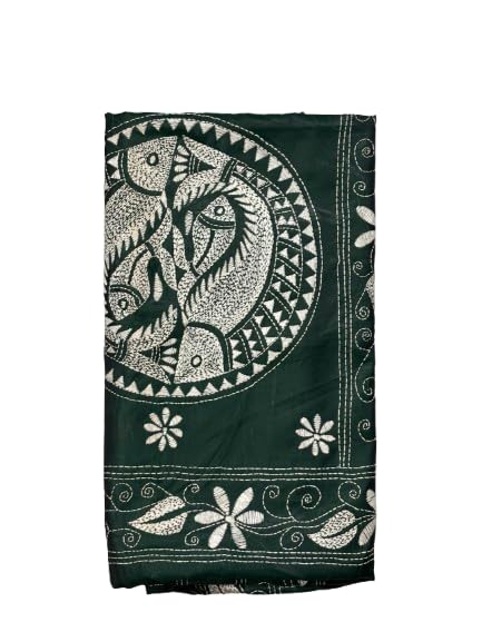 sanavi's saree kuthir Handwoven Bangalore Silk Kantha Stitch Saree with Blouse Piece Inside-picture-42