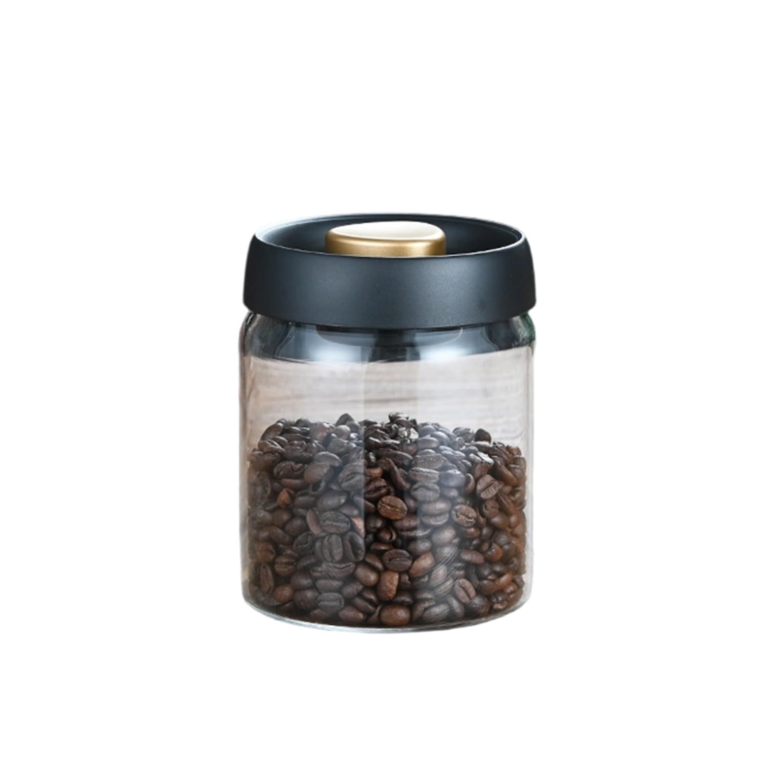 Efficient Pressed Vacuum Coffee Canister Bean Nut Tea Clear Glass Storage Jar with Vacuum Seal Organize Portable Coffee Container