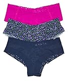 Victoria's Secret The Lacie Cheeky Panty Set of 3 Medium Fuschia / Purple Mini Floral / Navy