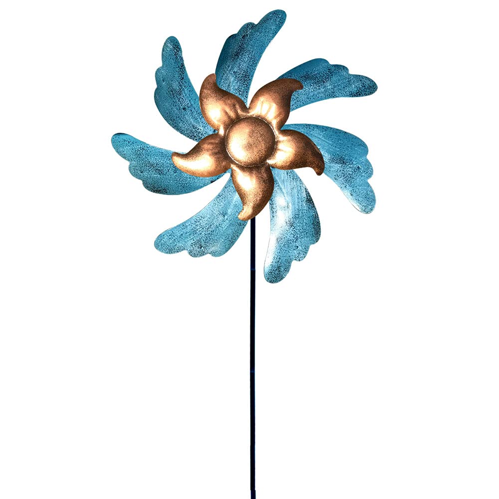 Moulin à vent de 119,4 cm pour terrasse, pelouse et jardin qui vous permettent de ressentir différents effets visuels et de détendre votre humeur (cyan)