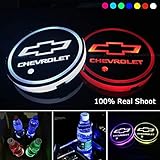 LED Car Cup Holder Lights 7 Colors Changing USB Charging Mat Auto Sport Luminescent Cup Pad LED Interior Atmosphere Lamp 2pcs for Chevrolet