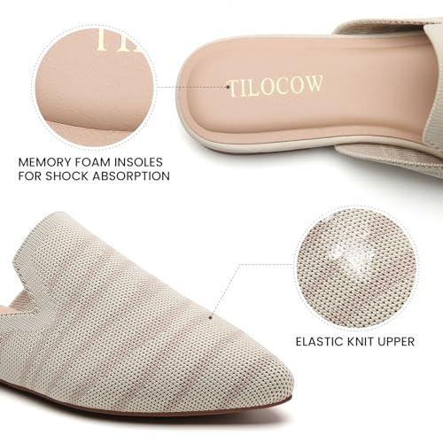 Image of Tilocow Knit Mules Office Slip on Loafers Business Casual Flats for Women