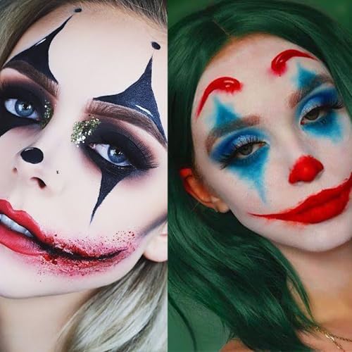 Halloween Clown Makeup Kit: Red White Black Blue Face Body Paint Kit - Pro Oil Based Halloween Face Body Paint for Adults Kids - Clown Movie Cosplay SFX Halloween Makeup Painting Set - Image 4