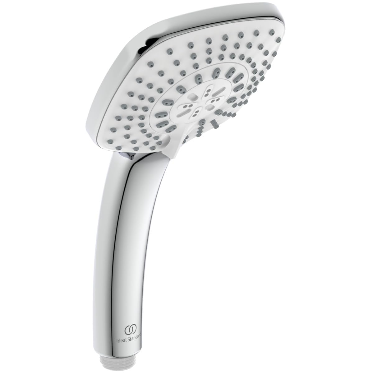 Ideal Standard – Doccia a mano Idealrain Cube, soffione doccia a risparmio idrico con 3 tipi di getto (pioggia, cascata e massaggio) tramite interruttore rotante, cromato
