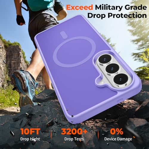 Image of SUPFINE Magnetic for Samsung Galaxy S26 Plus Case with Screen Protector, (Built-in Magnets) (Military Grade Drop Protection) Slim Translucent Shockproof Phone Case,Purple