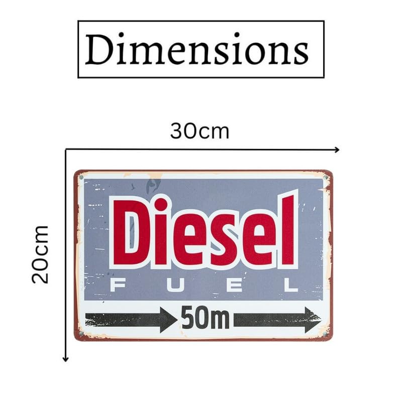 Image of Eazywagon Decorative Retro Metal Signs Wall Plate - 12x8 Inch (Diesel Fuel) | Weatherproof Vintage Metal Sign Plate for Cafe, Home, Bar, Garage | Decorative Wall Hanging Sign Board
