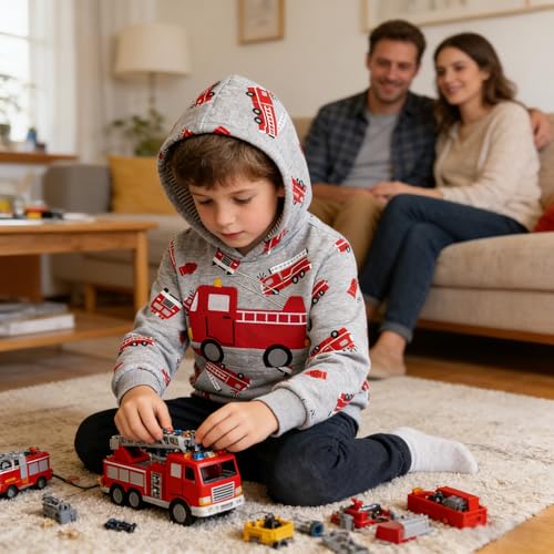 Image of Akyzic Baby Boys Dinosaurs Hoodie Boys Shark Pullover with Pocket Kids Truck Warm Sweatshirt Sweater