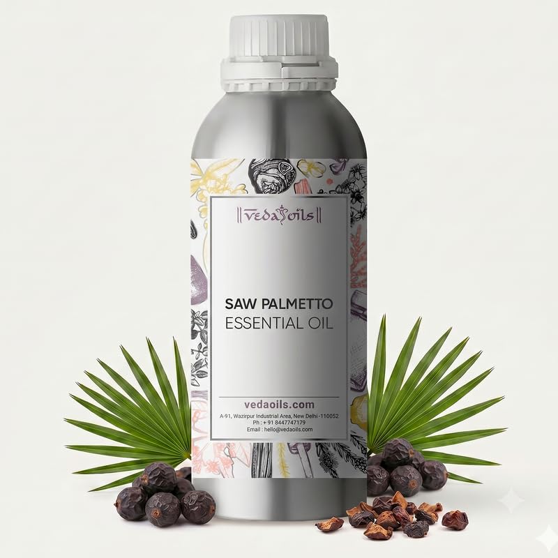 Image of VedaOils Saw Palmetto Essential Oil 100ml | 100% Pure, Natural & Undiluted Saw Palmetto Oil for Hair Growth, Scalp Care & Healthy Skin | Ideal for Aromatherapy, Diffusers & Skincare