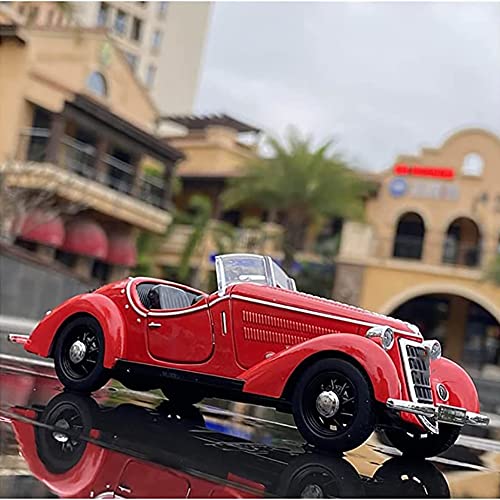 Image of 132 Vintage Diecast Metal Car Classic Toy Car For Kids Light Sound Pullback Openable Door, Green