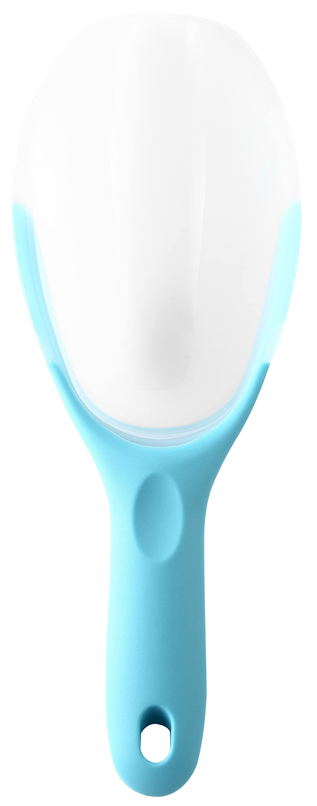 Spring Chef Magnetic Ice Scoop for Freezer, Translucent BPA-Free Flexi-Plastic Ice Scooper with Soft Grip Handle, Kitchen Food Scoop for Popcorn, Pet Food, Flour, Grains - Dishwasher Safe - Aqua Sky