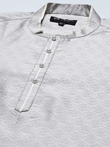 Image of Men's Navy Blue Cotton Festive Wear Regular Fit Woven Design Kurta | Indian Wedding Wear Kurta | Festive Ethnic Kurta