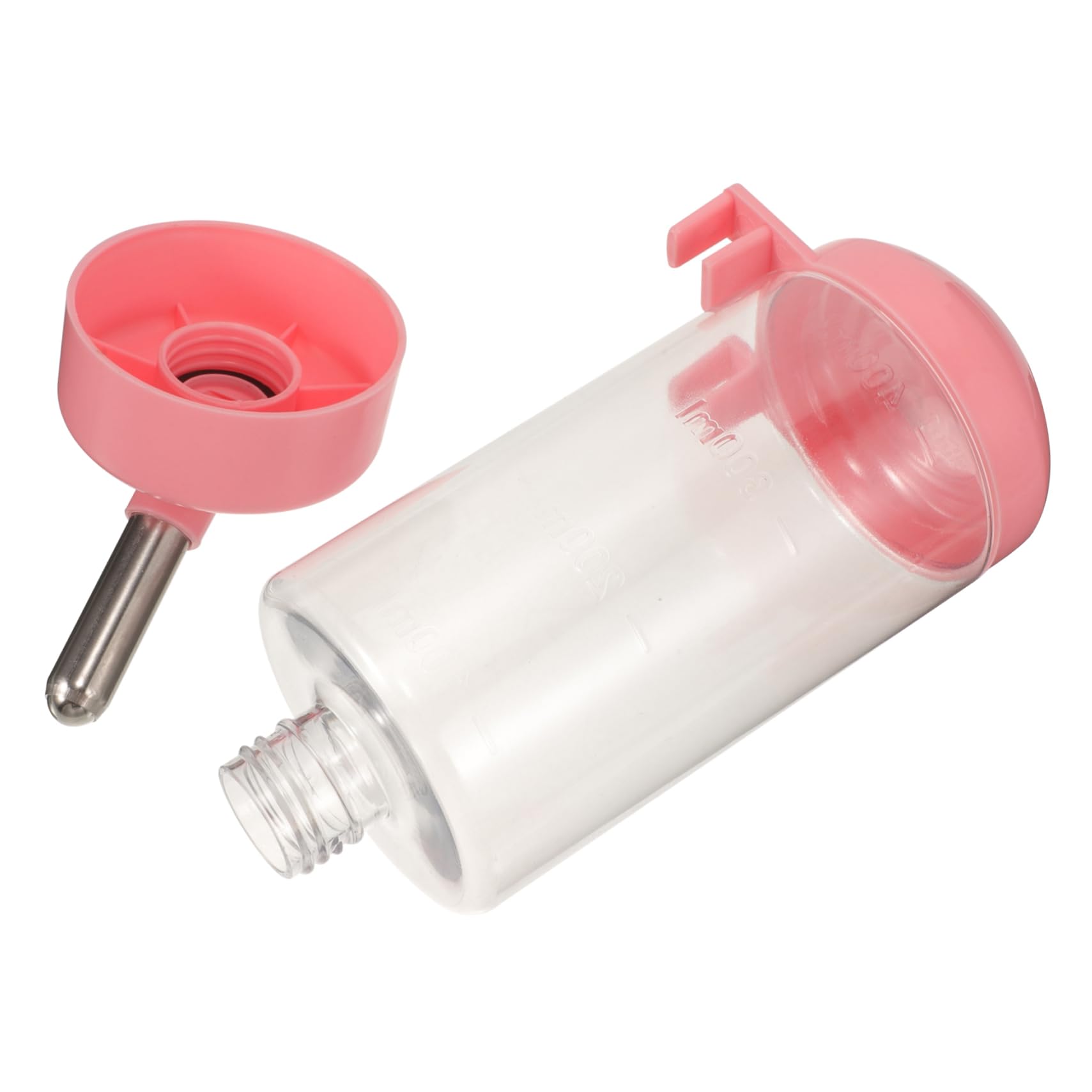 PEPLAYTAL Pet Water Dispenser Leak Hanging Bottle for Small Cats and Rabbits Easy to Install Clean Animal Pink