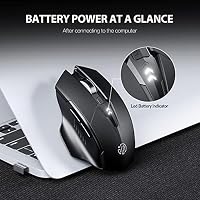 inphic Bluetooth Maus, Multi-Device Silent wiederaufladbare Bluetooth Funkmaus (Tri-Mode: BT 5.0/4.0+2.4G), 1600DPI Portable Mouse für Laptop PC Computer Mac, Batterieebene sichtbar, Schwarz – Ansicht 8