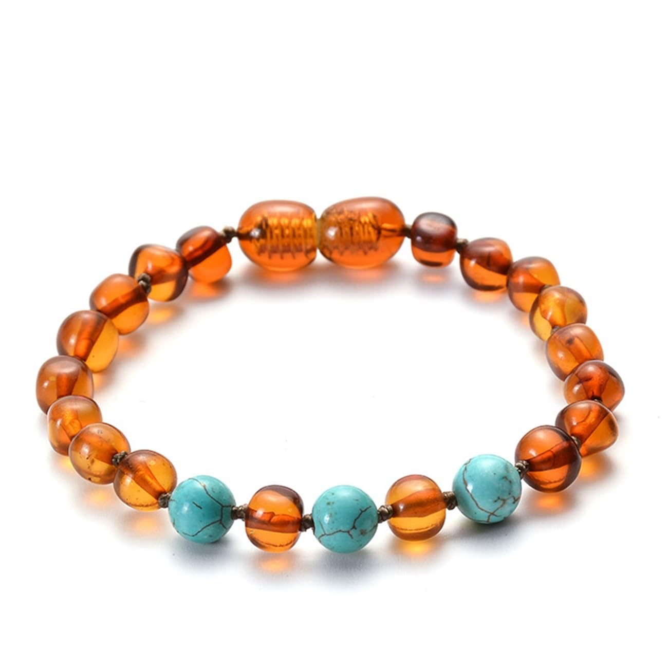 Schmuckarmbänder 6 mm Bernstein für Sie und Ihn, Perlenarmband, Geschenk für Männer aus echten Natursteinen – 15 cm