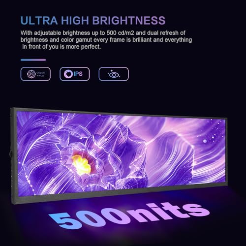 Image of 120Hz 12.7 inch 2.5K QHD IPS 2880x864 Stretched Bar Touch Screen Display HDMI USB C Secondary Monitor for Laptop PC Music Media Timeline Editing