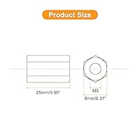 Vista 2 de uxcell 20 tuercas de acoplamiento M5x8x25mm - Acoplador de varilla roscada hexagonal de acero al carbono galvanizado para muebles, electrónico