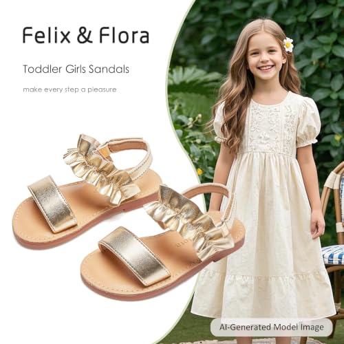 Image of Felix & Flora Toddler Girl Sandals - Little Girl Easter Dress Shoes Lightweight Open Toe Beach Holiday Flats