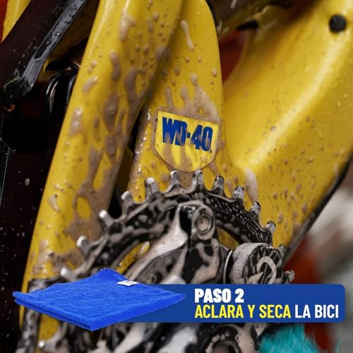 WD-40 Bike - Kit de mantenimiento de bicicleta, contiene Desengrasante bike 500ml + Lubricante de cadenas bike 250ml + paño de microfibra - Imagen 4