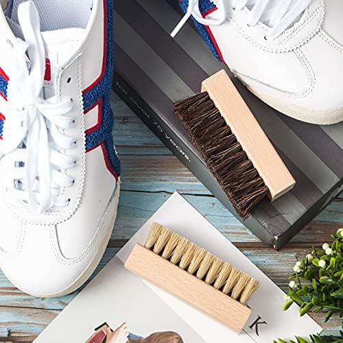 ZJoey 3 Pcs Sneaker Shoe Cleaner Brush Set Include Boar Cleaning Brush and Plastic Bristles Shoe Clean Brush with Microfiber Cloth
