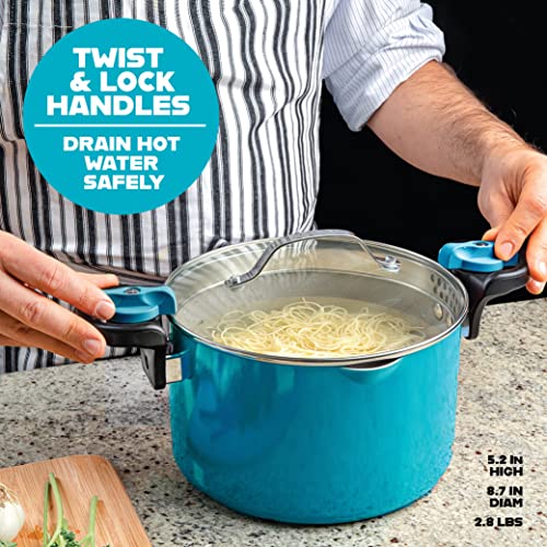 image for Gotham Steel 5 Quart Stock Pot Multipurpose Pasta Pot with Strainer Li