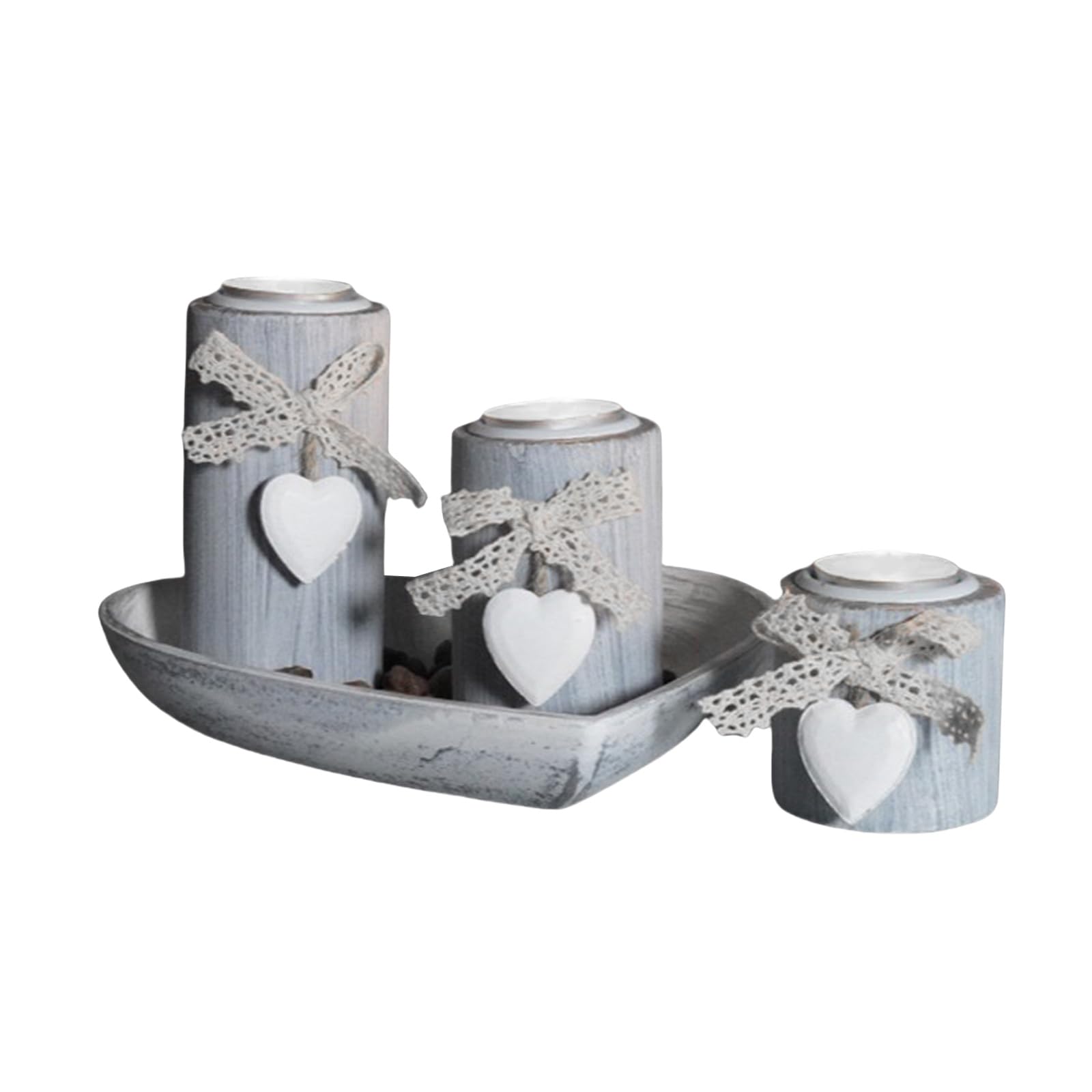 XuQiZZpp 3Pcs Valentines Day Candle Holders with Heart Shape Tray Set Decorative Tealight Candlesticks Romantics Tabletop Decors