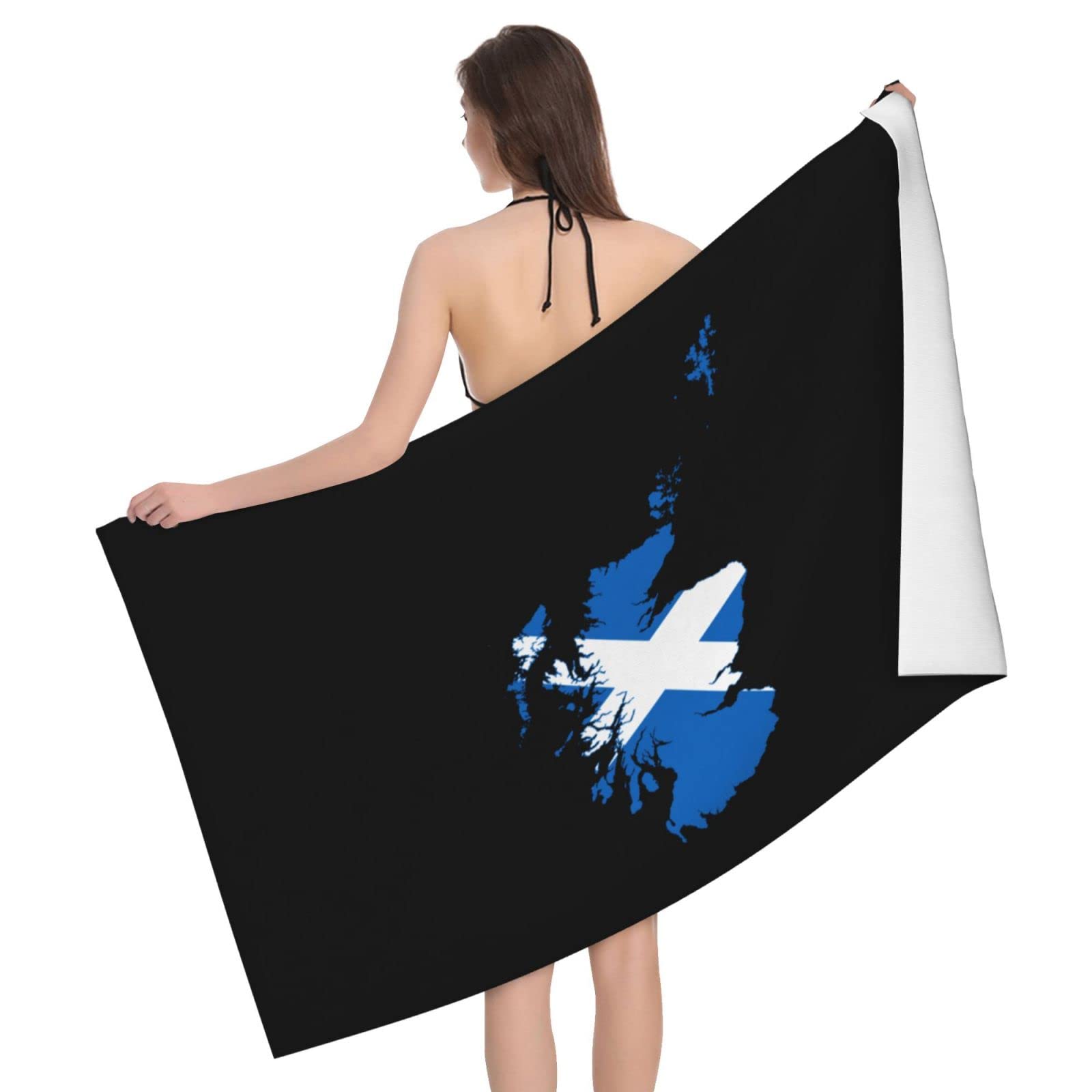 Lsjuee Scotland Flag Map Bath Towel Absorb Water Quick Dry Bath Towel, for Beach, Swimming Pool, Camping