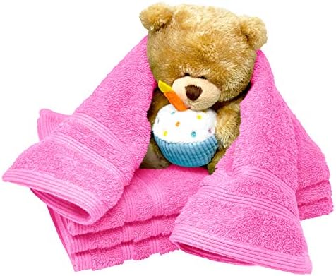 Lashuma small towels for bathroom 30x50 cm, London set of 4 towels, guest towels lotus pink