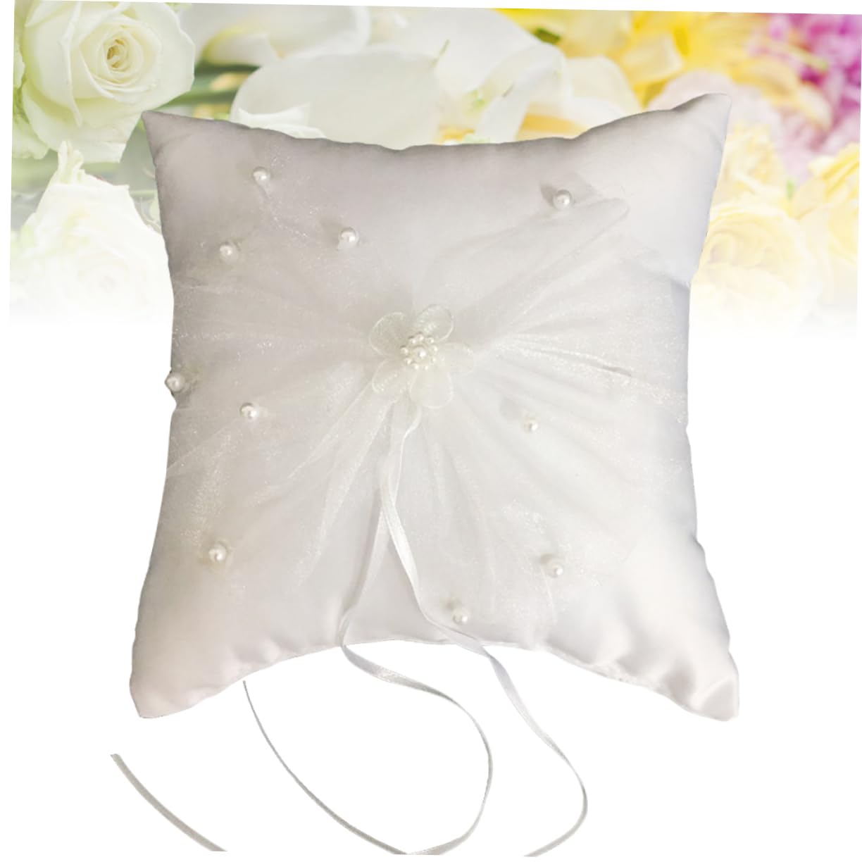 Gadpiparty 3pezzi Cuscino Per Fedi Nuziali Elegante Pizzo Con Nastro Decorativo Per Cerimonie Di Matrimonio e Fidanzamento Comodo e Compatto Per Trasporto Facile