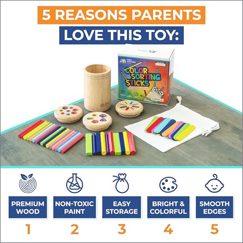 Image of Wooden Montessori Baby Toddler Toys: 3 in 1 Learning Fine Motor Skills Juguetes, Educational Color Sorting Fidget Sensory Toys for Toddlers Boys Girls Gifts Object Permanence Cause and Effect