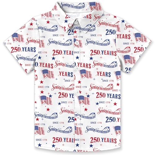 Image of 4th of July Shirts for Girls Boys American Patriotic Tshirt Kids Hawaiian Button Down Tops