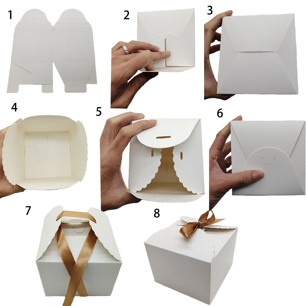 Scatole regalo bianche, confezione da 12 pezzi, 20 x 20 x 10 cm, scatola regalo in carta con coperchio, per matrimoni, proposte di damigella d'onore, B
