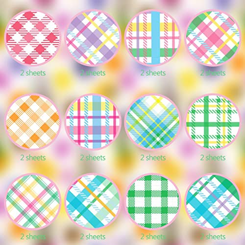 24 Sheet Spring Easter Buffalo Plaid Pattern Paper Pack Scrapbook Specialty Paper Double-Sided Decorative Craft Paper For Easter Spring Wedding Anniversary Diy Scrapbook Card Making Decoration #TOP2