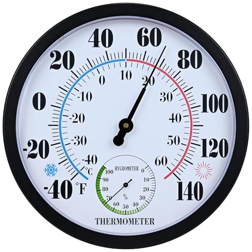 Thermomètre hygromètre d'intérieur de 25,4 cm avec grand cadran au design soigné