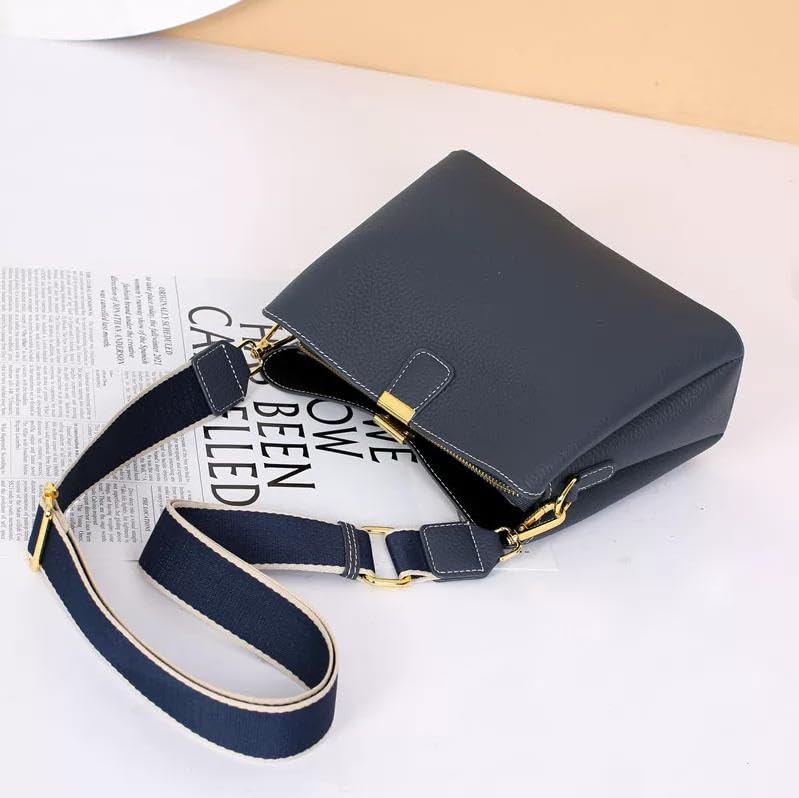 Image of Small Women Soft Genuine Leather Shoulder Bag Crossbody Purses for Lady Bucket Handbag