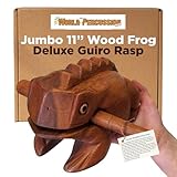 Deluxe Jumbo 11' Wood Frog Guiro Rasp - Percussion Musical Instrument Tone Block - Wooden Instrument with...