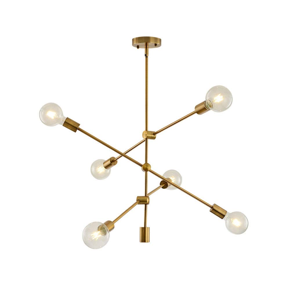 HELCEKOU LED Magic Bean Wrought Iron Molecular Lamp Modern Gold Chandelier Nordic Postmodern Ceiling Pendant Lighting Fixture 6 Lights Plating Light Interesting
