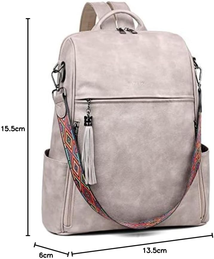 FADEON Laptop Backpack Purse for Women Large Designer PU Leather Laptop Bag, Ladies Computer Shoulder Bags - Image 10