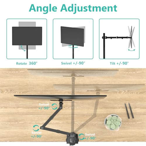 Image of WALI Monitor Arm Desk Mount for Screen up to 32 Inch, Extra Tall Single Monitor Arm, Articulating Monitors Mount, Holds up to 10 kg, 75x75 /100x100mm (M001XL), Black