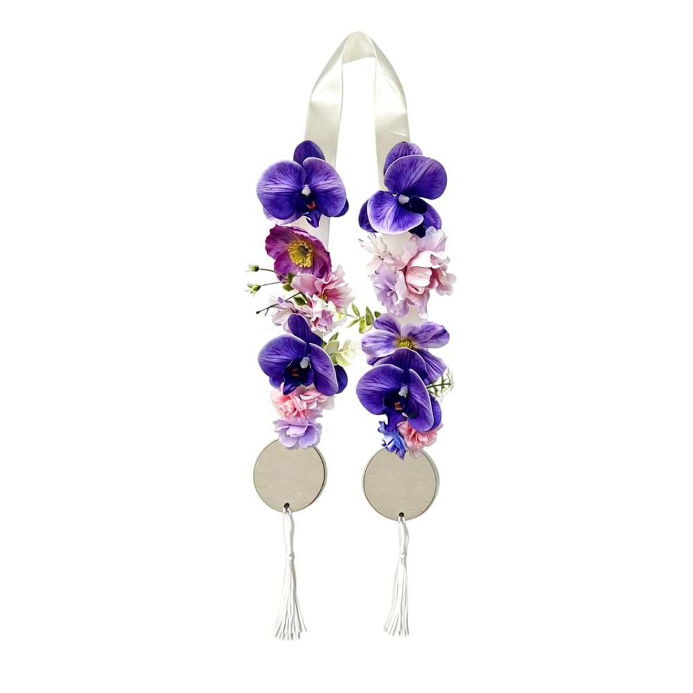 MiOYOOW Artificial Flower Garland, Decorative Hanging Floral Vine with Embellished Ornaments for Wedding Ceremony Party Backdrop