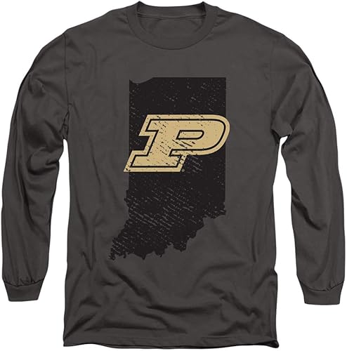 Miniatura 3 de Purdue University Camiseta de manga larga unisex para adultos con aros de baloncesto oficial Athletic Heather,Negro -,Carbón