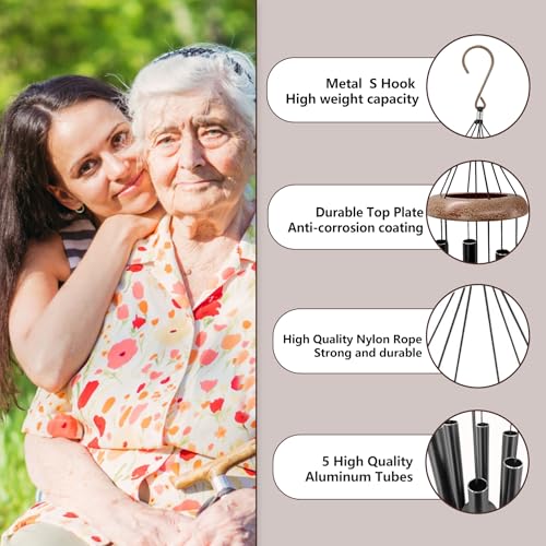 Image of ASTARIN Personalized Name 35 inch Memorial Wind Chimes, Metal Sympathy Gifts for Loss of Mother Father Loved One, Bereavement Wind Chime in Memory Gift, Decor Outdoor Garden Patio, Produced in Texas