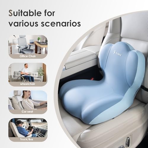 Image of FLORICH Memory Foam Truck Seat Cushion,Car Seat Cushion and Lumbar Support Pillow for Office Chair, Ergonomic Back Support & Sciatica Relief for Long Drives(Blue)
