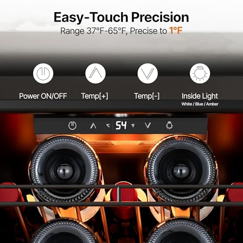 Ca'Lefort 46 Bottle Wine Fridge, Wine Cooler Refrigerator, Wine Fridge Under Counter with Double-Pane Glass Door, 3-Colo - Additional View